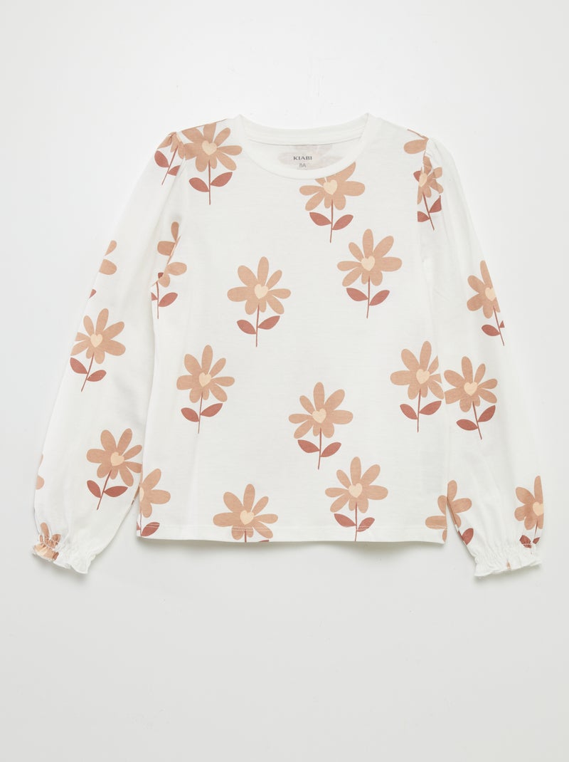 T-shirt de manga comprida estampada BEGE - Kiabi
