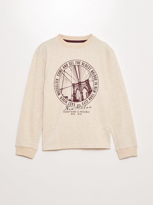 T-shirt de manga comprida estampada - Kiabi