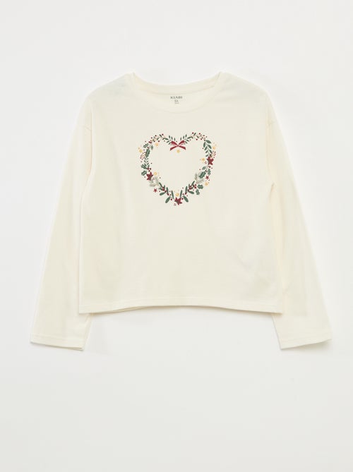 T-shirt de manga comprida estampada - Kiabi