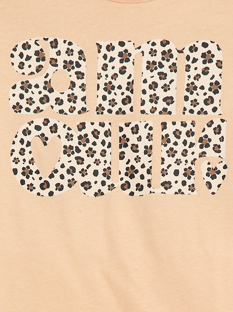 T-shirt de manga comprida estampada Bege - Kiabi