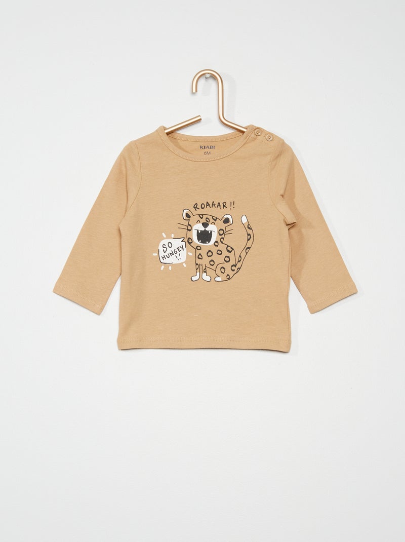 T-shirt de manga comprida estampada BEGE - Kiabi