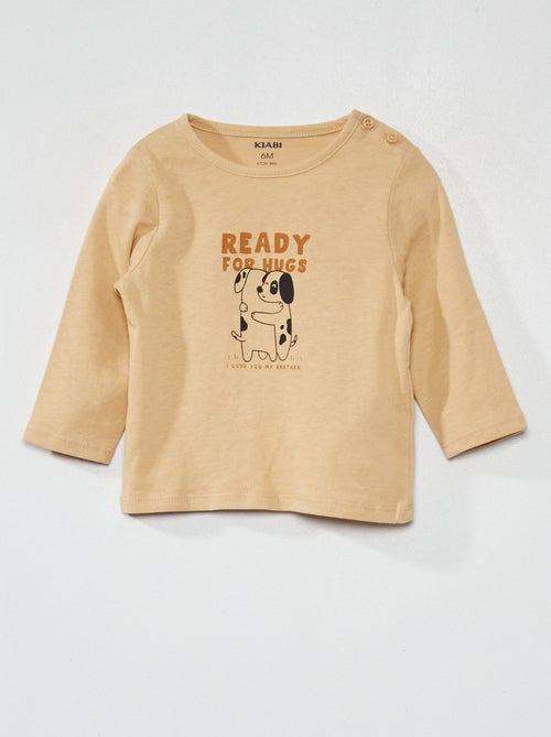T-shirt de manga comprida estampada - Kiabi