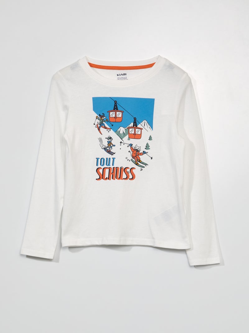 T-shirt de manga comprida estampada BRANCO - Kiabi