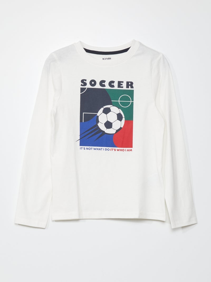 T-shirt de manga comprida estampada BRANCO - Kiabi
