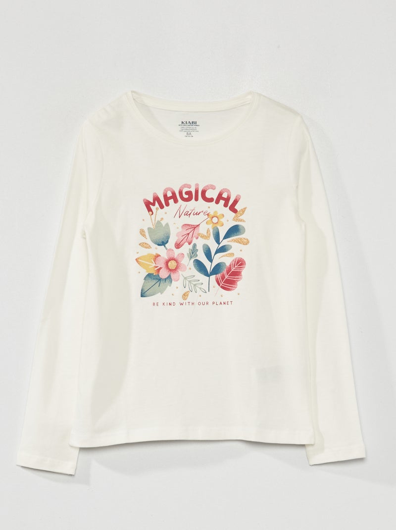 T-shirt de manga comprida estampada BRANCO - Kiabi