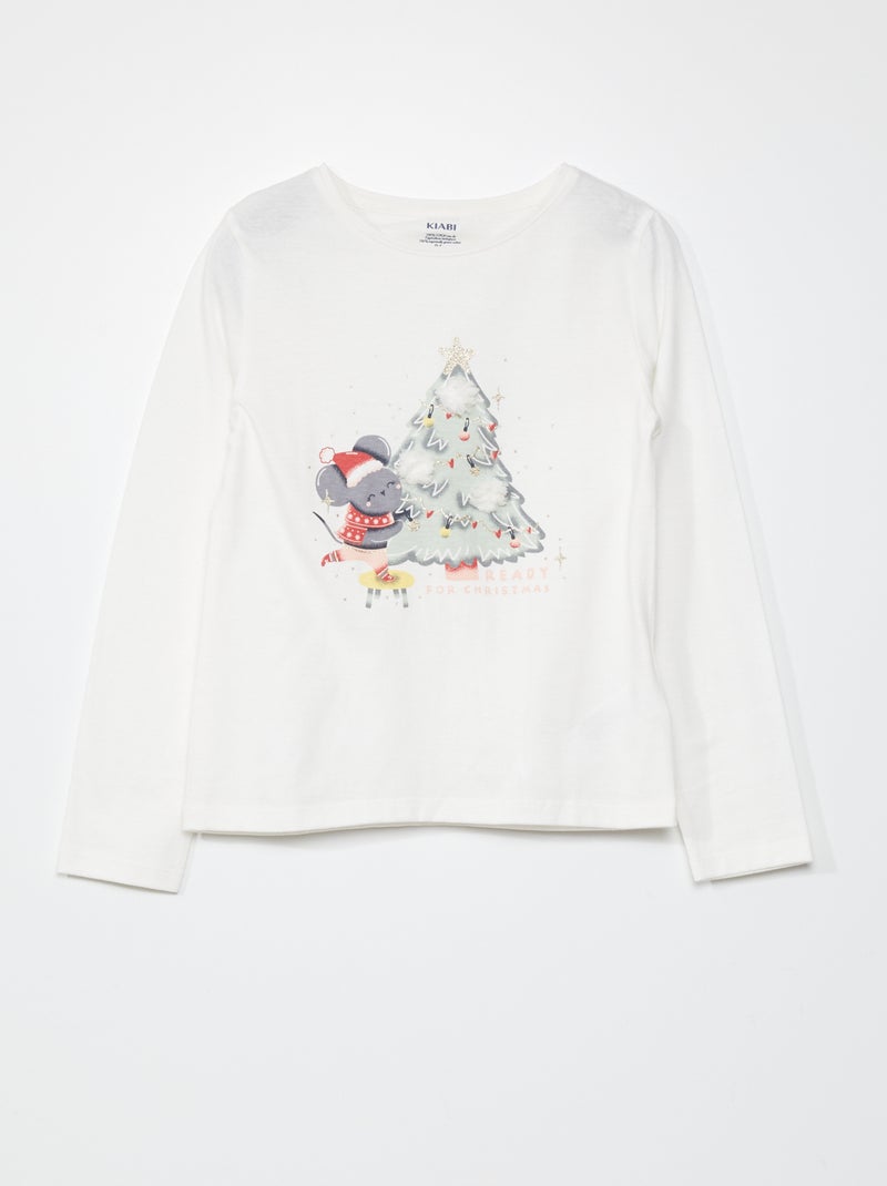 T-shirt de manga comprida estampada BRANCO - Kiabi