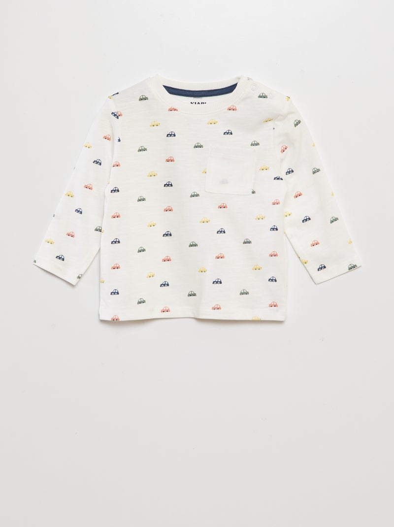 T-shirt de manga comprida estampada BRANCO - Kiabi