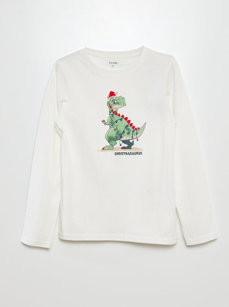 T-shirt de manga comprida estampada BRANCO - Kiabi