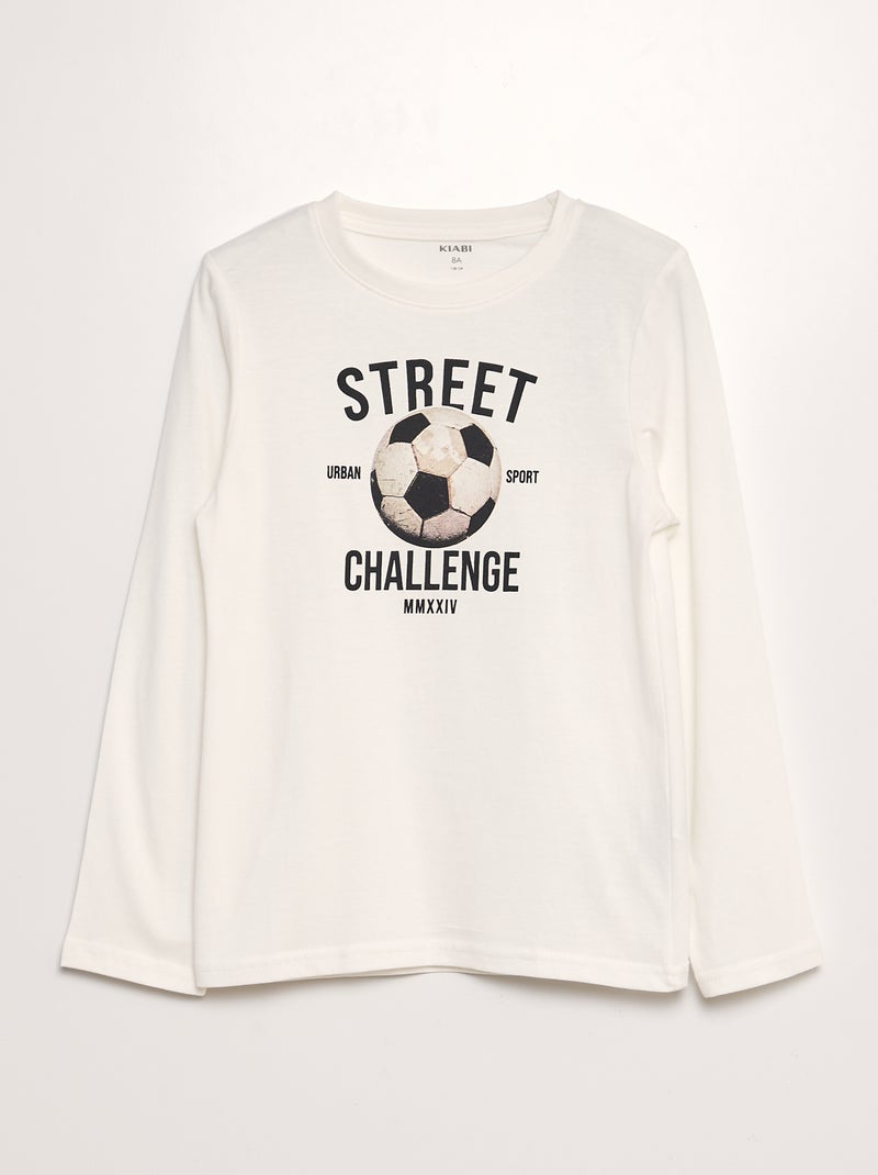 T-shirt de manga comprida estampada BRANCO - Kiabi
