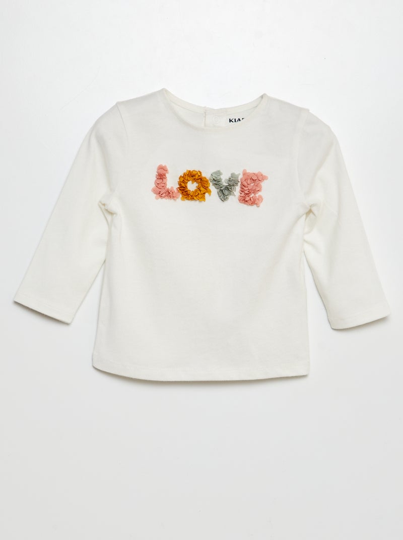 T-shirt de manga comprida estampada BRANCO - Kiabi