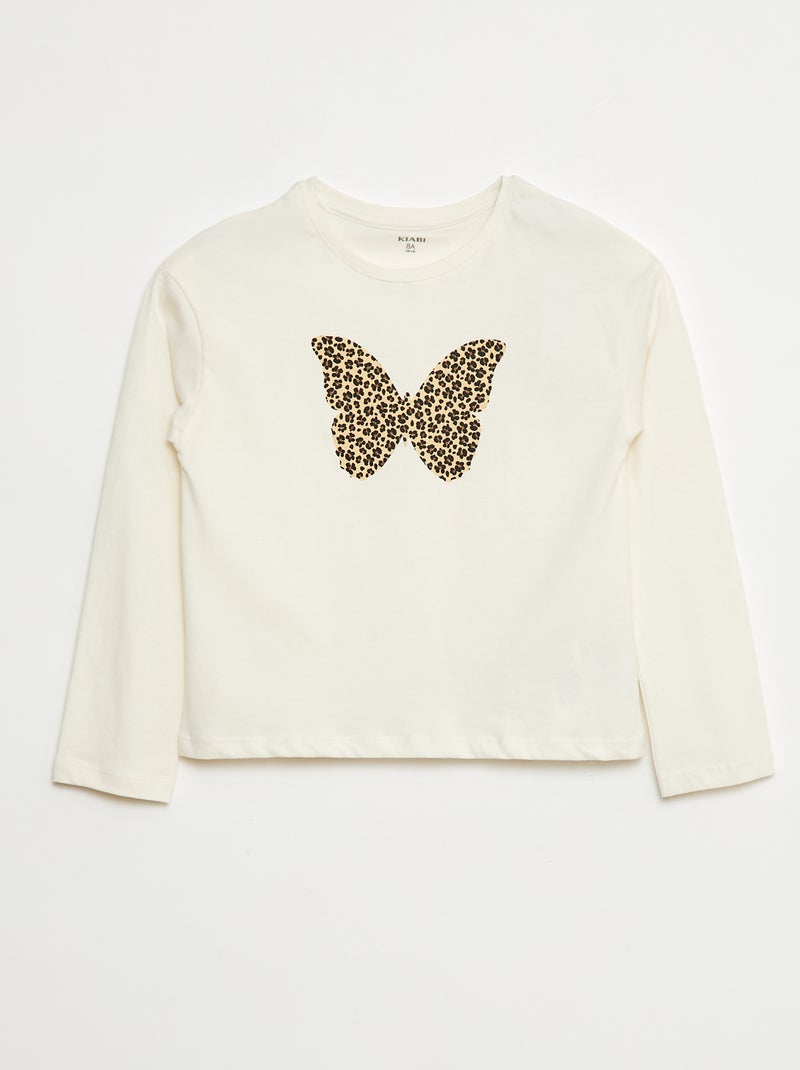 T-shirt de manga comprida estampada Branco - Kiabi