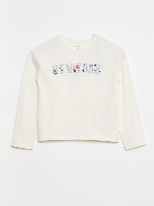 T-shirt de manga comprida estampada - Kiabi