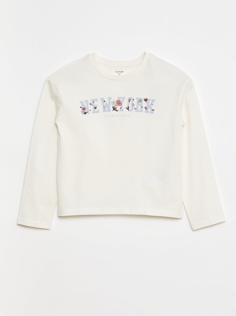 T-shirt de manga comprida estampada Branco - Kiabi