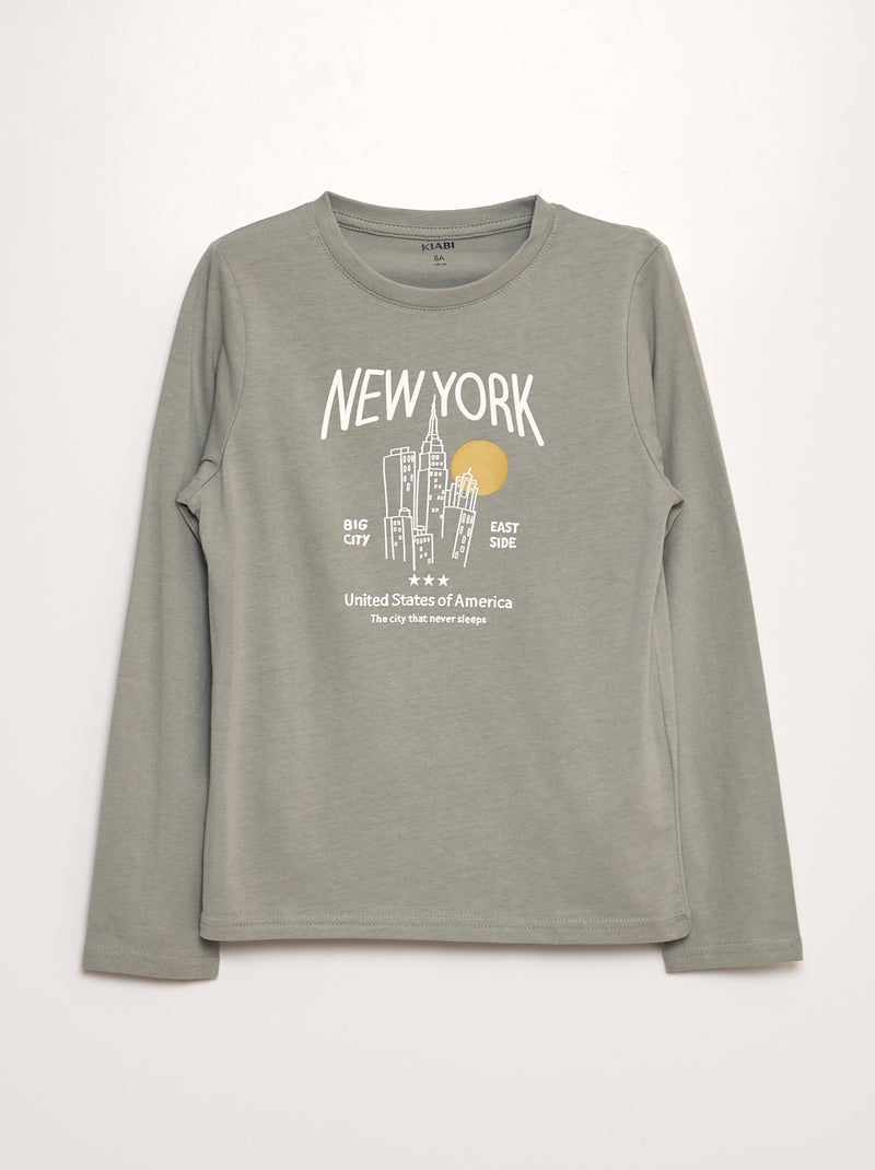 T-shirt de manga comprida estampada CAQUI - Kiabi