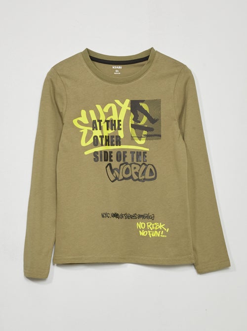 T-shirt de manga comprida estampada - Kiabi