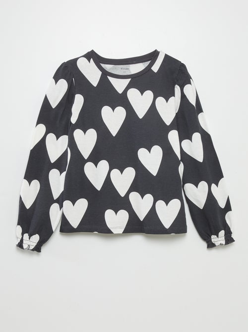 T-shirt de manga comprida estampada - Kiabi