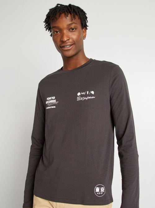 T-shirt de manga comprida estampada - Kiabi