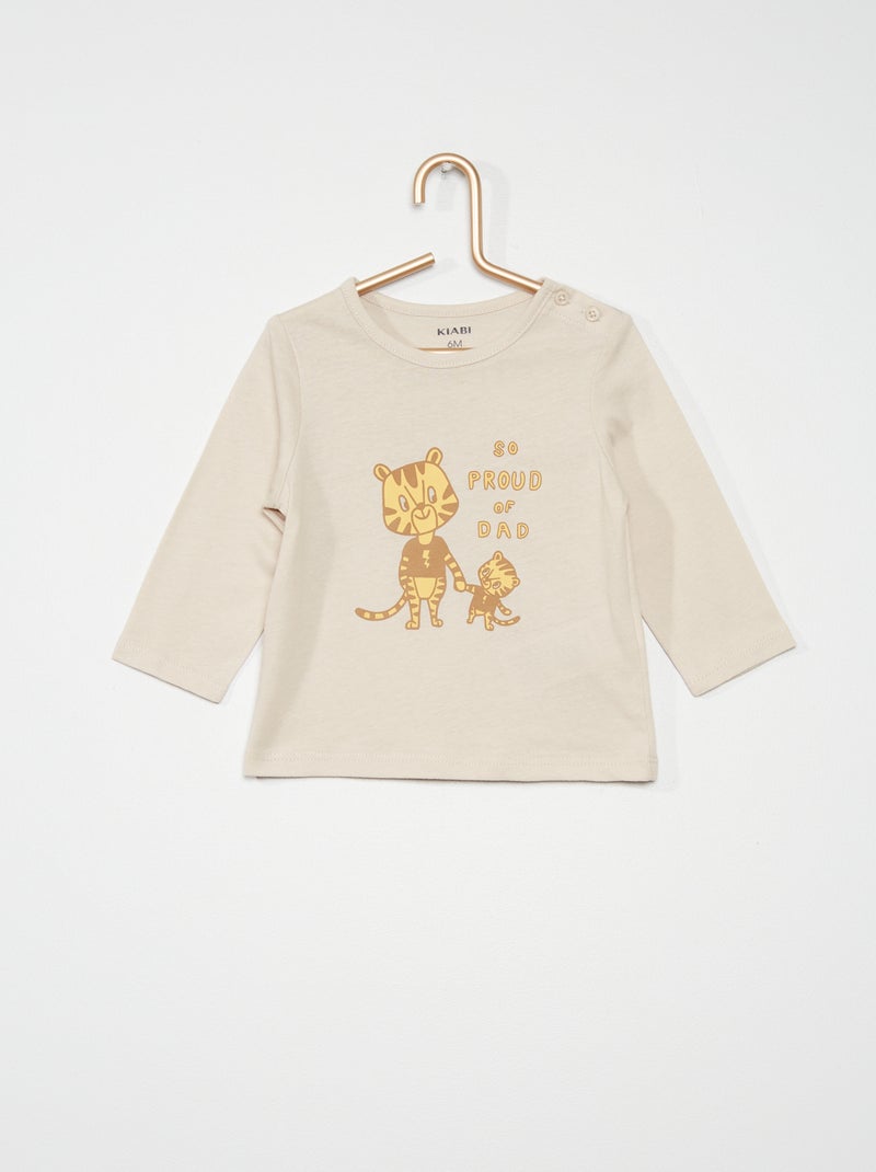 T-shirt de manga comprida estampada CINZA - Kiabi