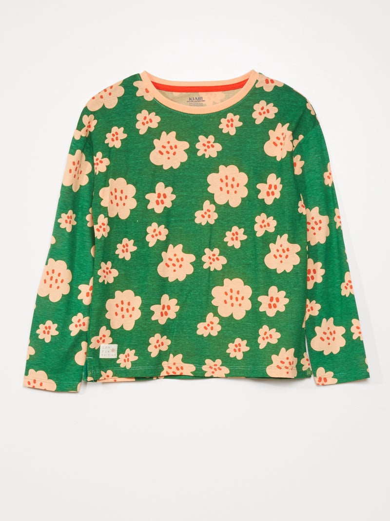 T-shirt de manga comprida estampada 'flores' BRANCO - Kiabi
