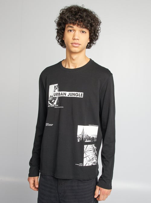 T-shirt de manga comprida estampada - Kiabi