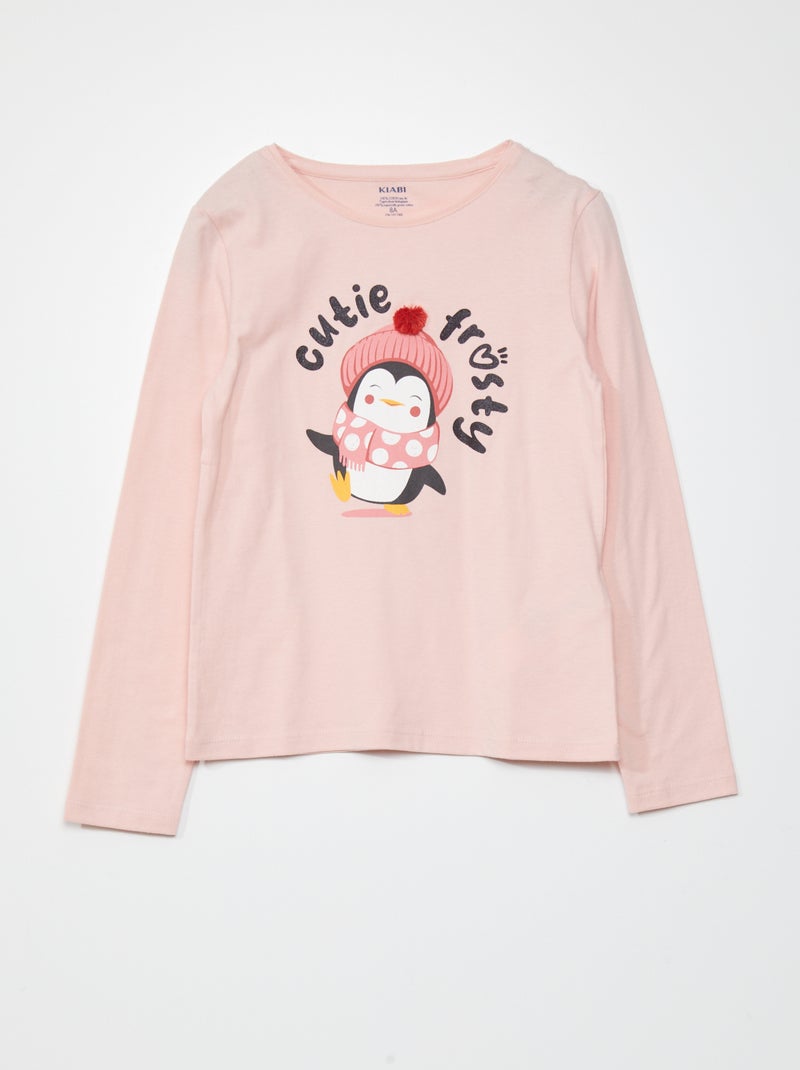 T-shirt de manga comprida estampada ROSA - Kiabi
