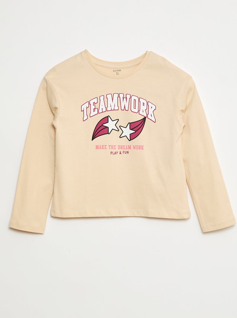 T-shirt de manga comprida estampada Rosa - Kiabi