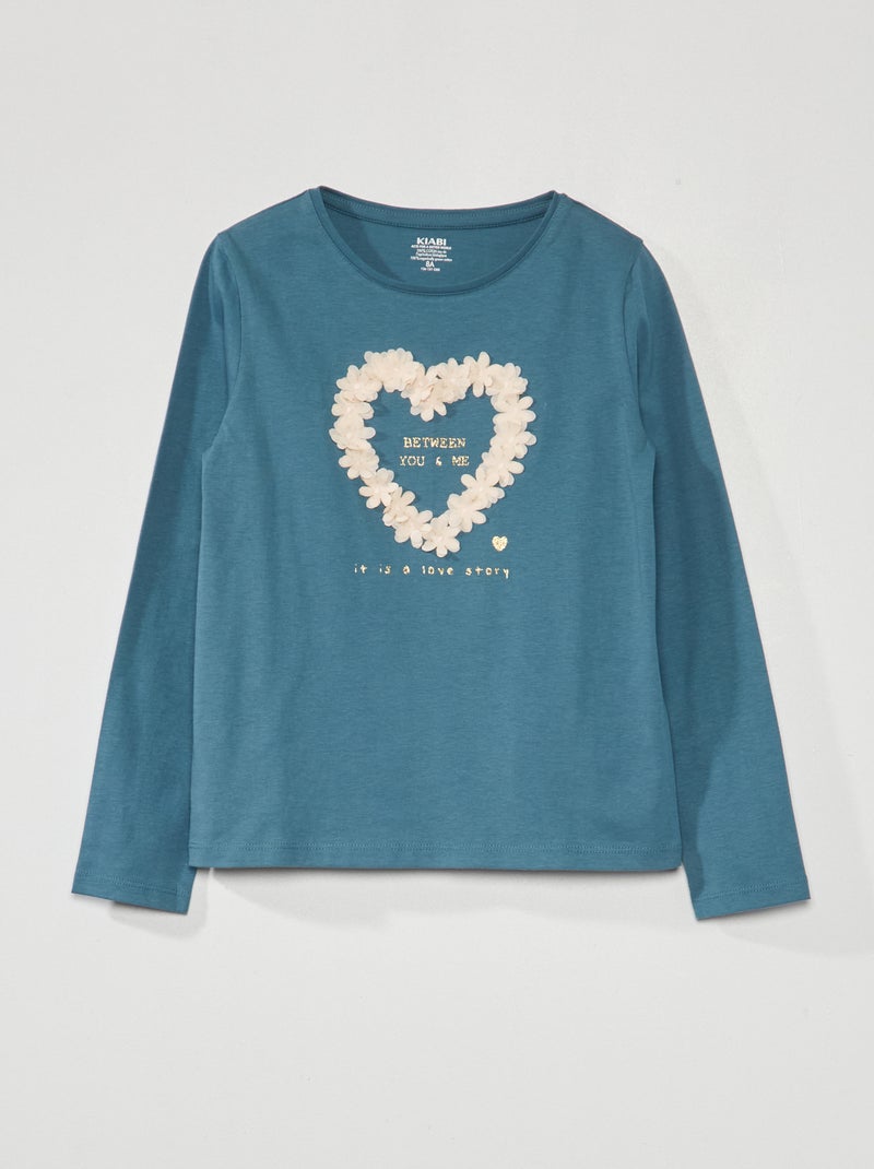T-shirt de manga comprida estampada VERDE - Kiabi