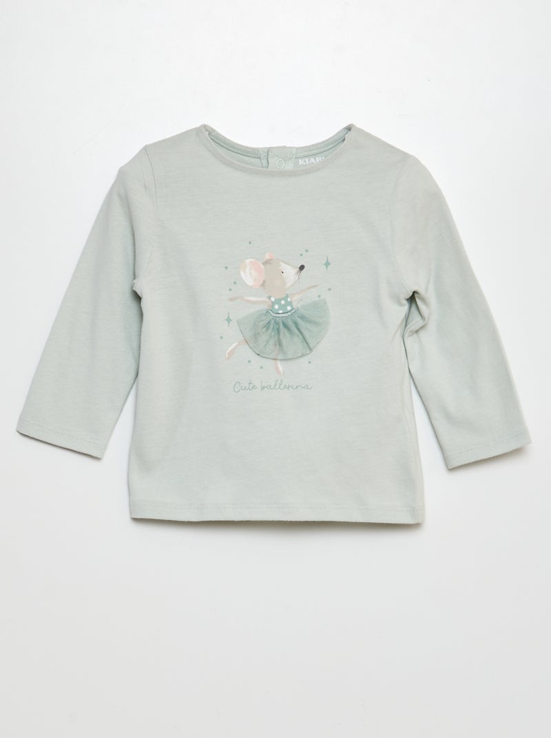 T-shirt de manga comprida estampada VERDE - Kiabi