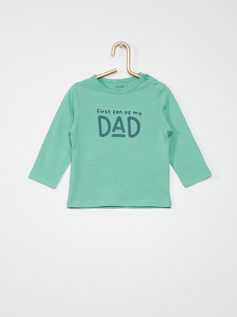 T-shirt de manga comprida estampada VERDE - Kiabi