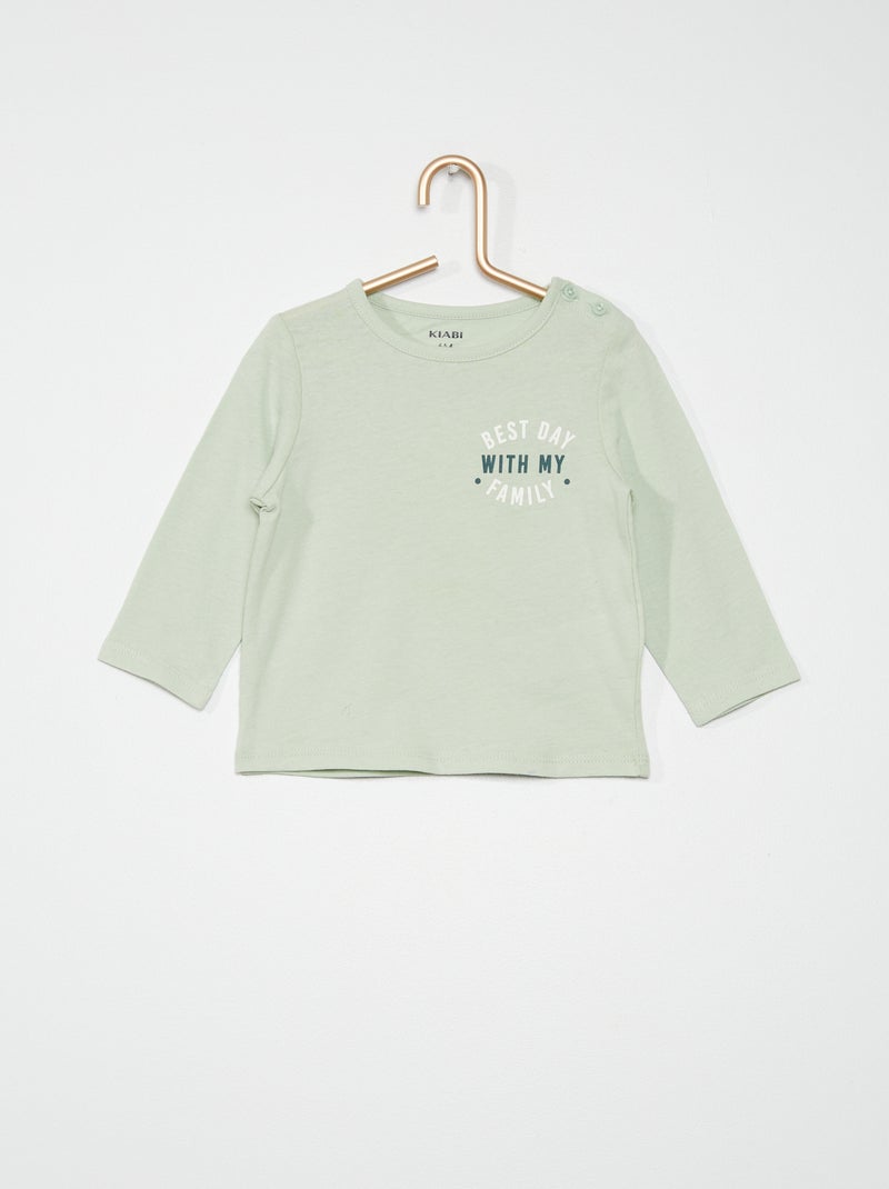 T-shirt de manga comprida estampada VERDE - Kiabi