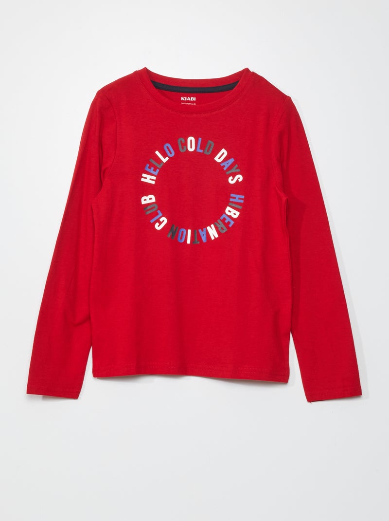 T-shirt de manga comprida estampada VERMELHO - Kiabi
