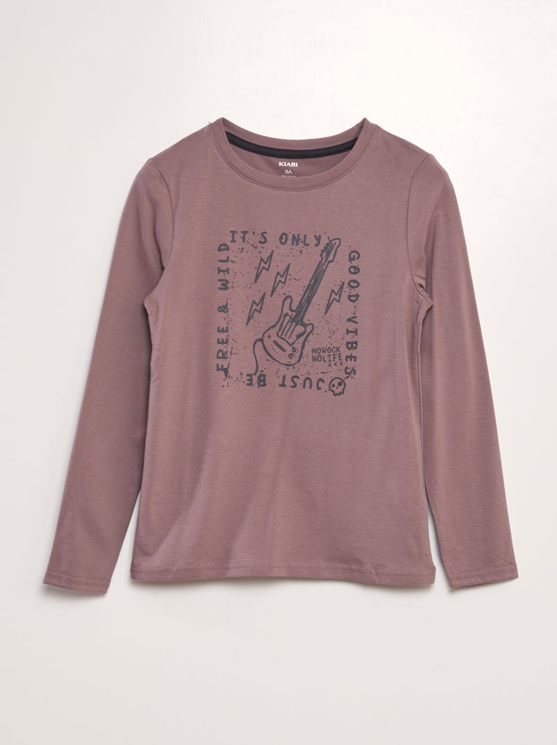 T-shirt de manga comprida estampada VERMELHO - Kiabi