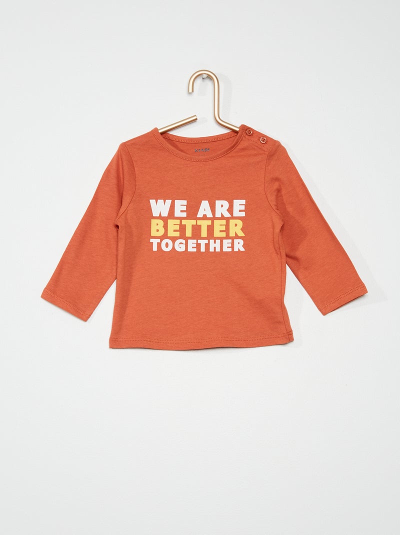 T-shirt de manga comprida estampada VERMELHO - Kiabi