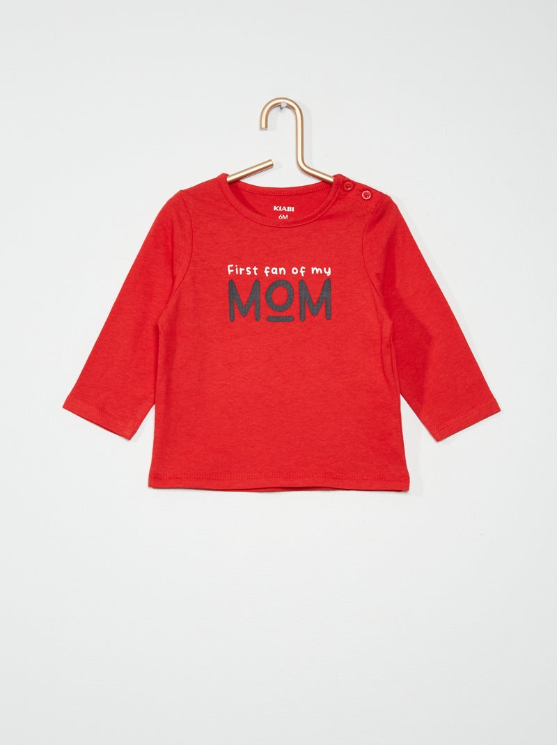 T-shirt de manga comprida estampada VERMELHO - Kiabi