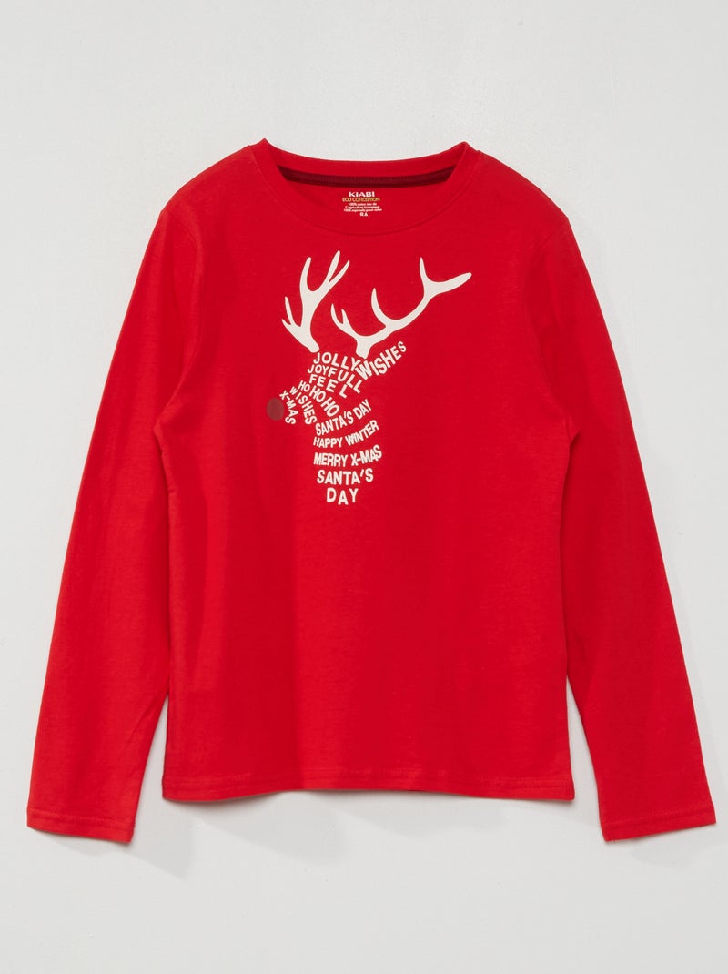T-shirt de manga comprida estampada VERMELHO - Kiabi