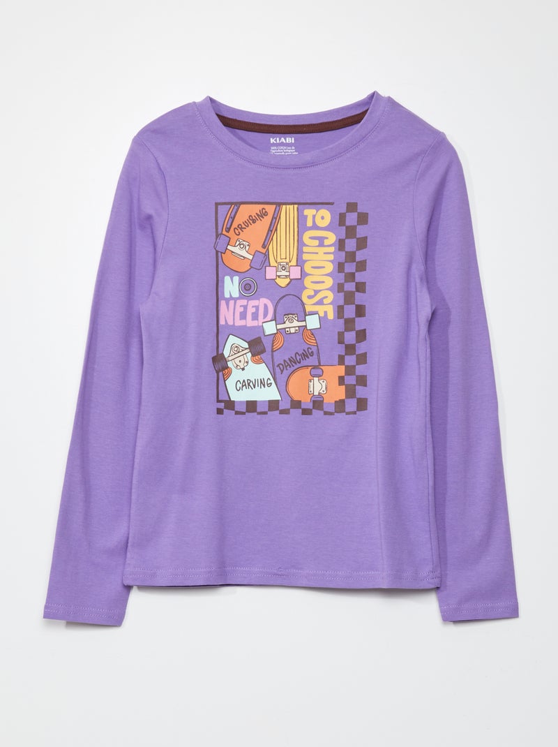 T-shirt de manga comprida estampada VIOLETA - Kiabi