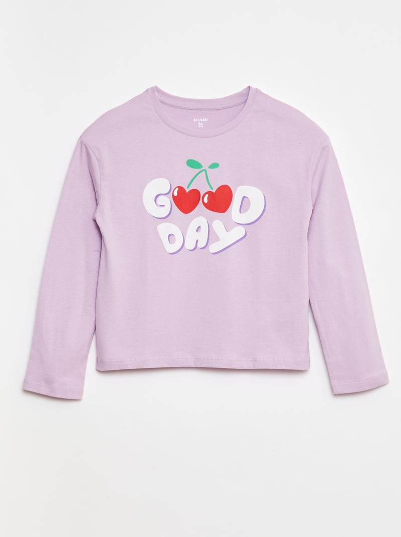 T-shirt de manga comprida estampada Violeta - Kiabi