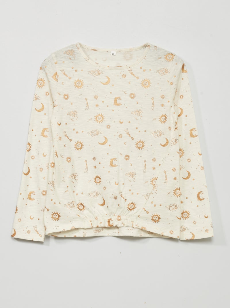 T-shirt de manga comprida "estrelas" BRANCO - Kiabi