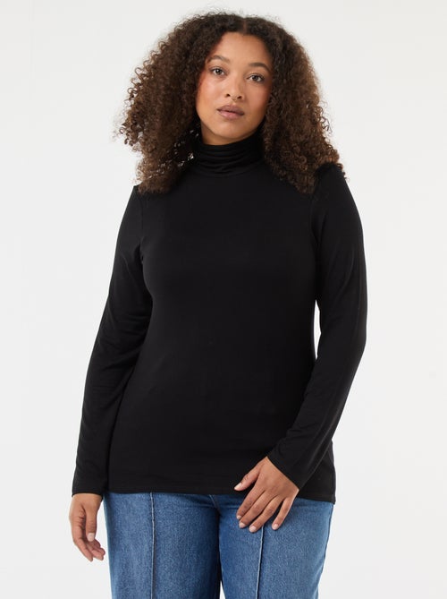 T-shirt de manga comprida gola alta liso - Kiabi