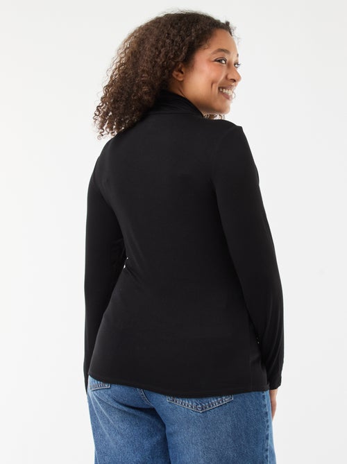 T-shirt de manga comprida gola alta liso - Kiabi