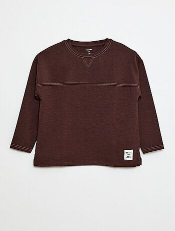 T-shirt de manga comprida gola redonda