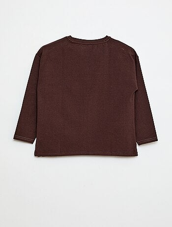 T-shirt de manga comprida gola redonda