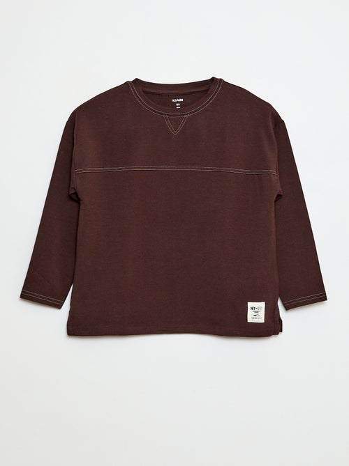 T-shirt de manga comprida gola redonda - Kiabi