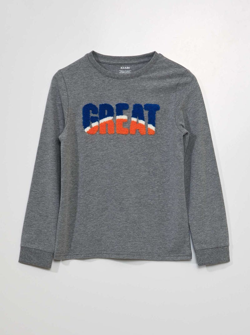 T-shirt de manga comprida 'Great' CINZA - Kiabi