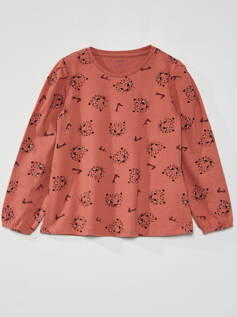 T-shirt de manga comprida 'leopardo' ROSA - Kiabi