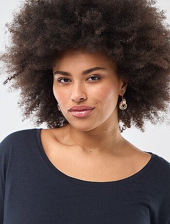 T-shirt de manga comprida lisa em jersey