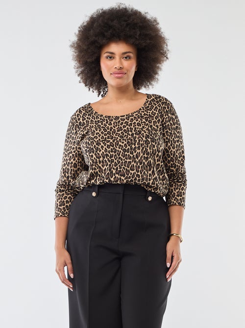 T-shirt de manga comprida lisa em jersey - Kiabi