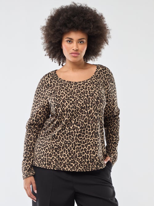 T-shirt de manga comprida lisa em jersey - Kiabi