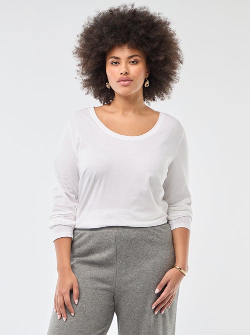 T-shirt de manga comprida lisa em jersey - Kiabi