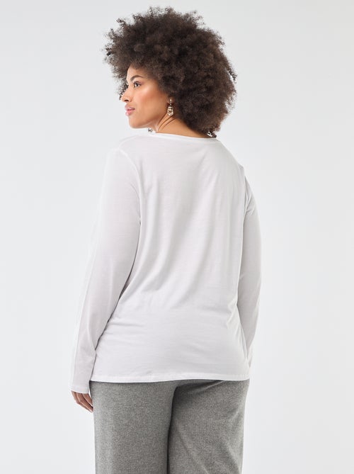 T-shirt de manga comprida lisa em jersey - Kiabi